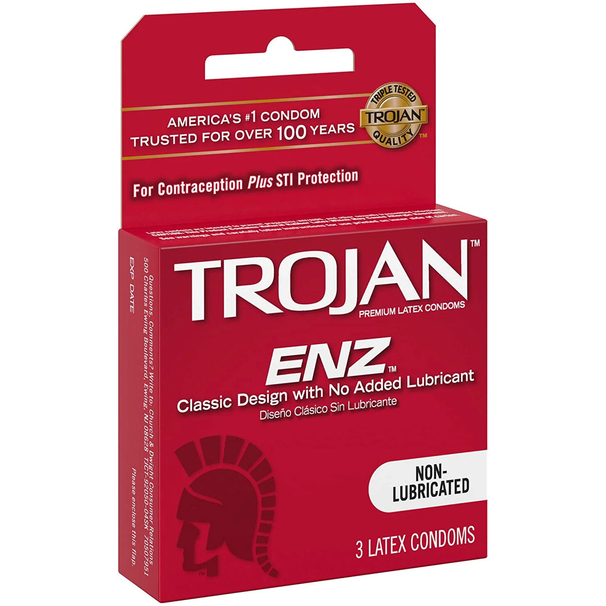 Trojan ENZ Lubricated Latex Condoms 3-Pack, 6 Per Box | Wholesale Case of 8 - Grocer wholesale