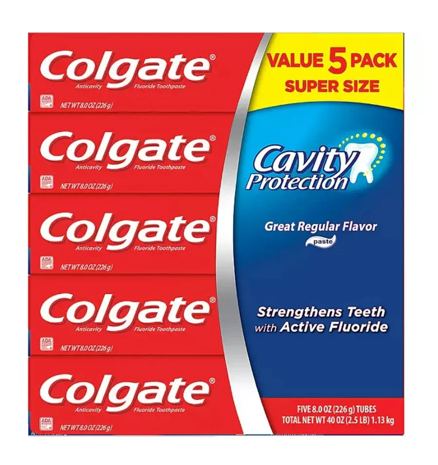 Colgate Cavity Protection Toothpaste with Fluoride Regular Flavor - 8oz/5pk - Grocer wholesale
