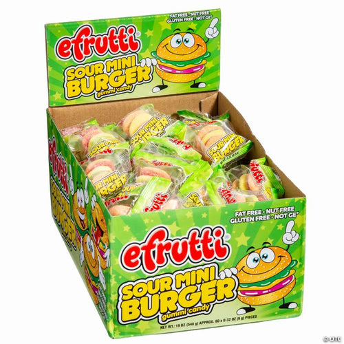 21 oz. Efrutti® Mini Burger Sour Gummy Candy – 60 Pc. - Grocer wholesale