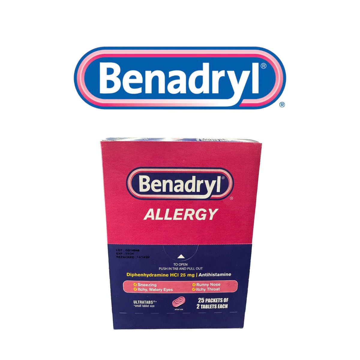 Benadryl Allergy Tablet 2pk- 25ct - Grocer wholesale
