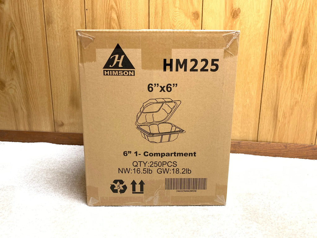 Himson 6"x6" hinged container 250 pcs - Grocer wholesale