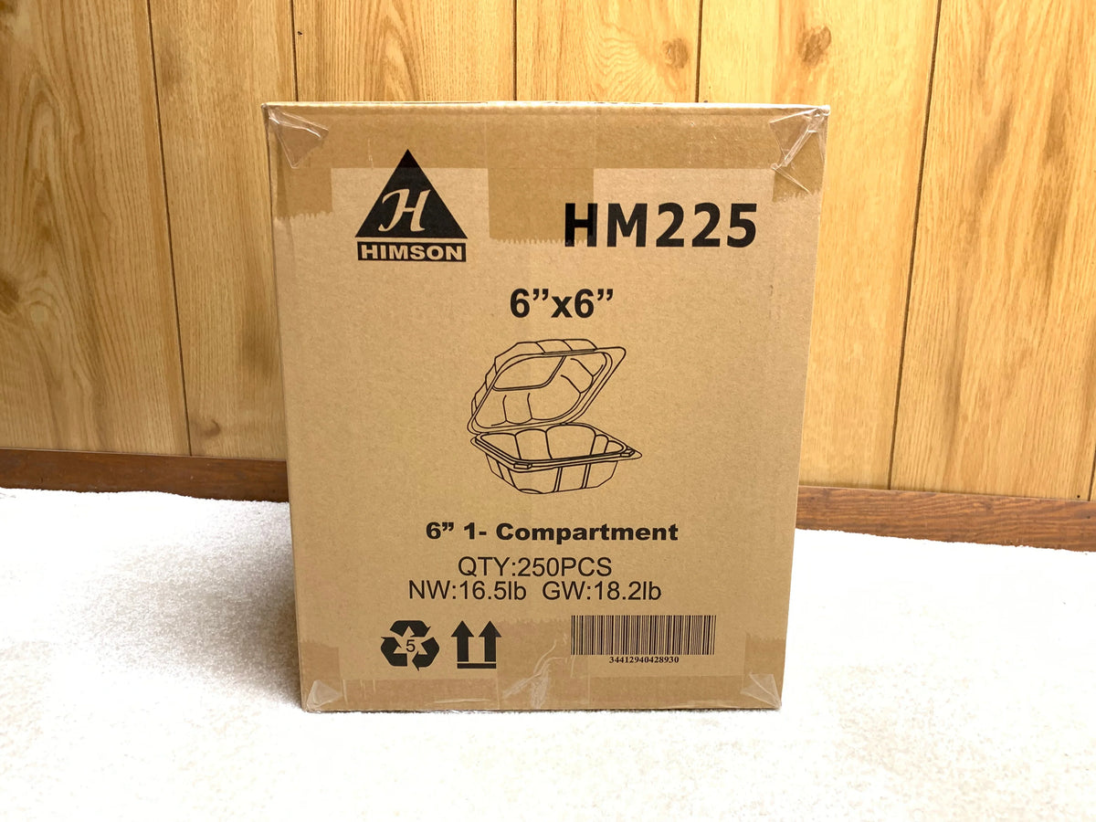 Himson 6"x6" hinged container 250 pcs - Grocer wholesale
