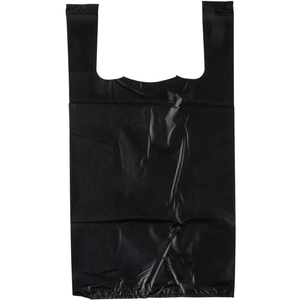Shopping Bag 1/10 Black T-Shirt Bag 1500ct - Grocer wholesale