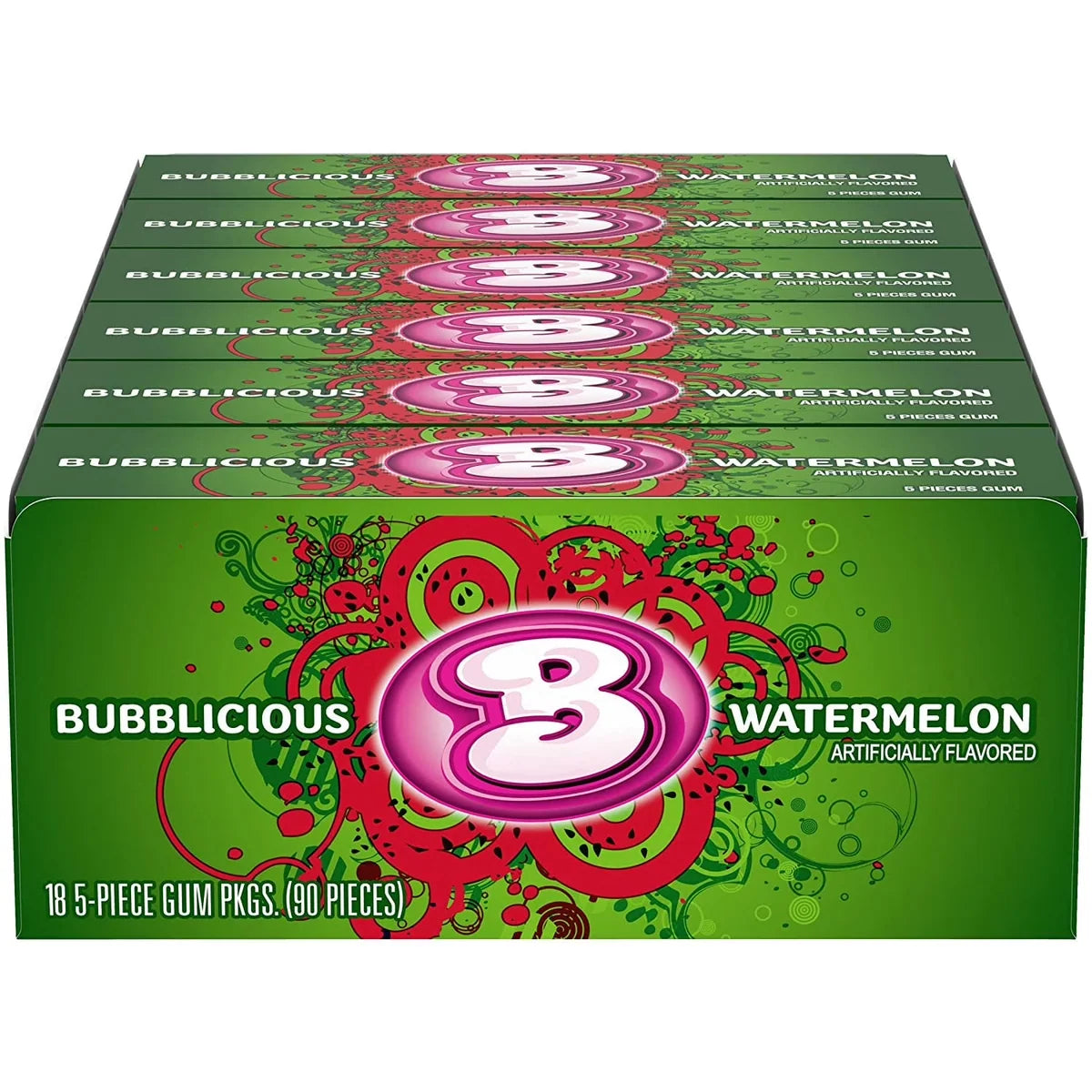 Bubblicious Watermelon Bubble Gum — Wholesale Master Case, 8 Boxes × 18 Packs (144 Packs / 720 Pieces) - Grocer wholesale