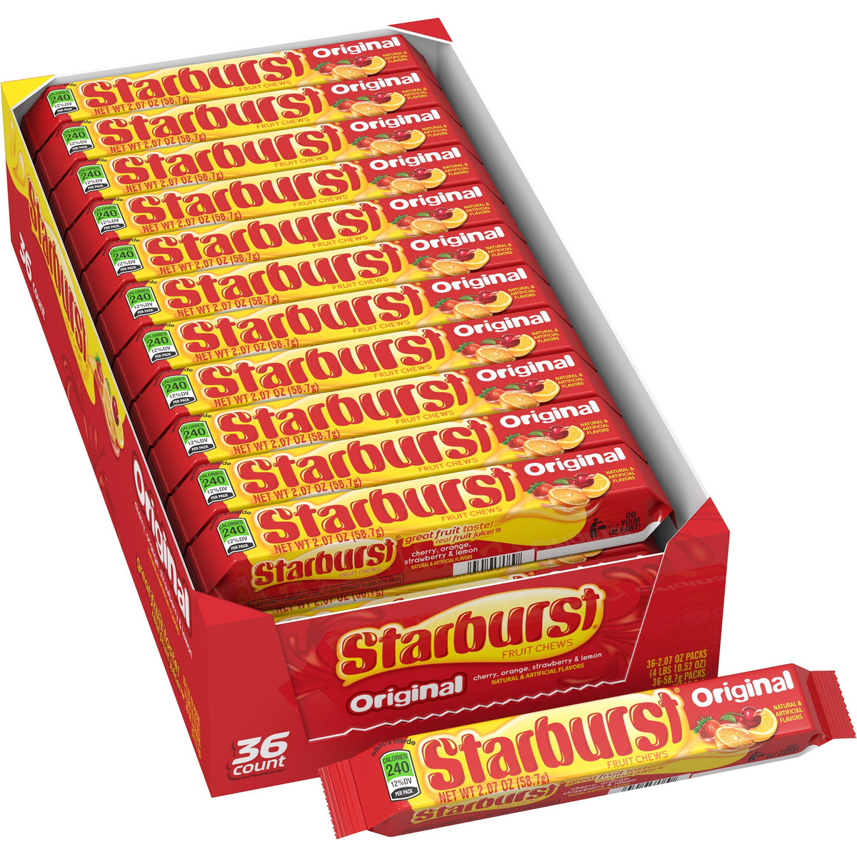 Starburst, Original Fruit Chews Chewy Candy, Full Size, 2.07 Oz - Grocer wholesale