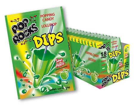 Pop Rocks Dips Sour Apple .63 oz (18 Packs Per Box) - Grocer wholesale