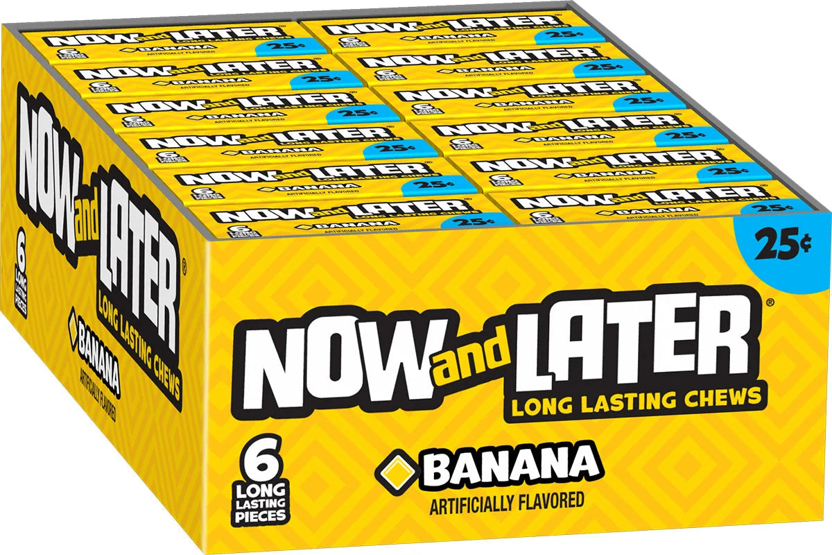 Now and Later Original Banana Chews Candy Bar 0.93 Oz (24 Count) - Grocer wholesale