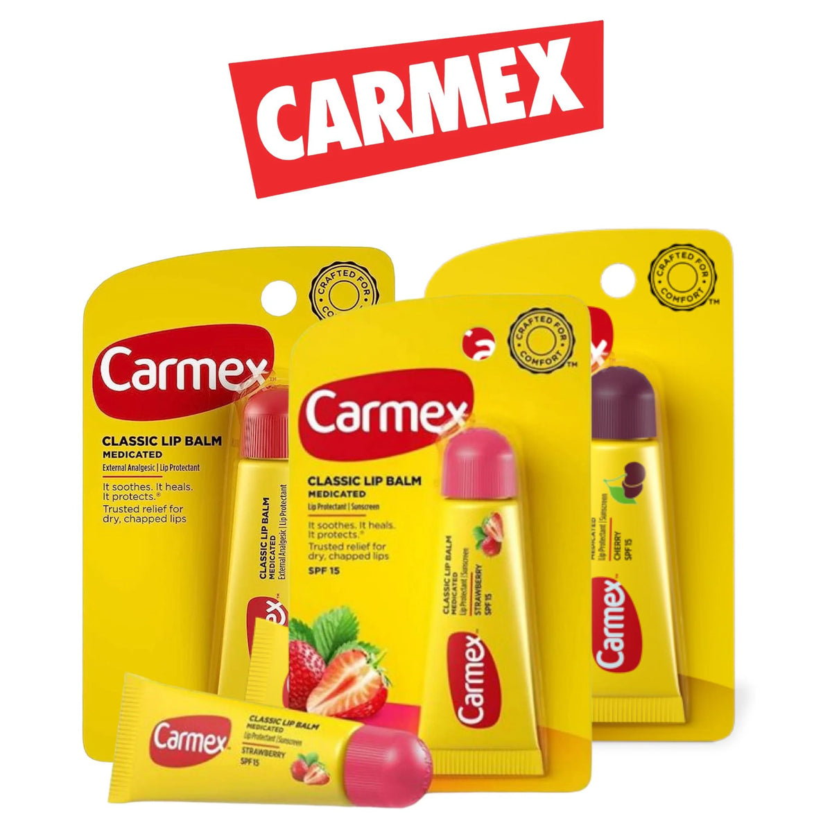 Carmex Lip Balm Tube 1pk Strawberry- 12ct - Grocer wholesale