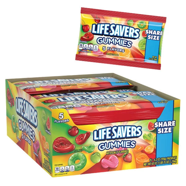 LifeSavers Gummies Share Size - 5 Flavors - 15ct Display Box - Grocer wholesale