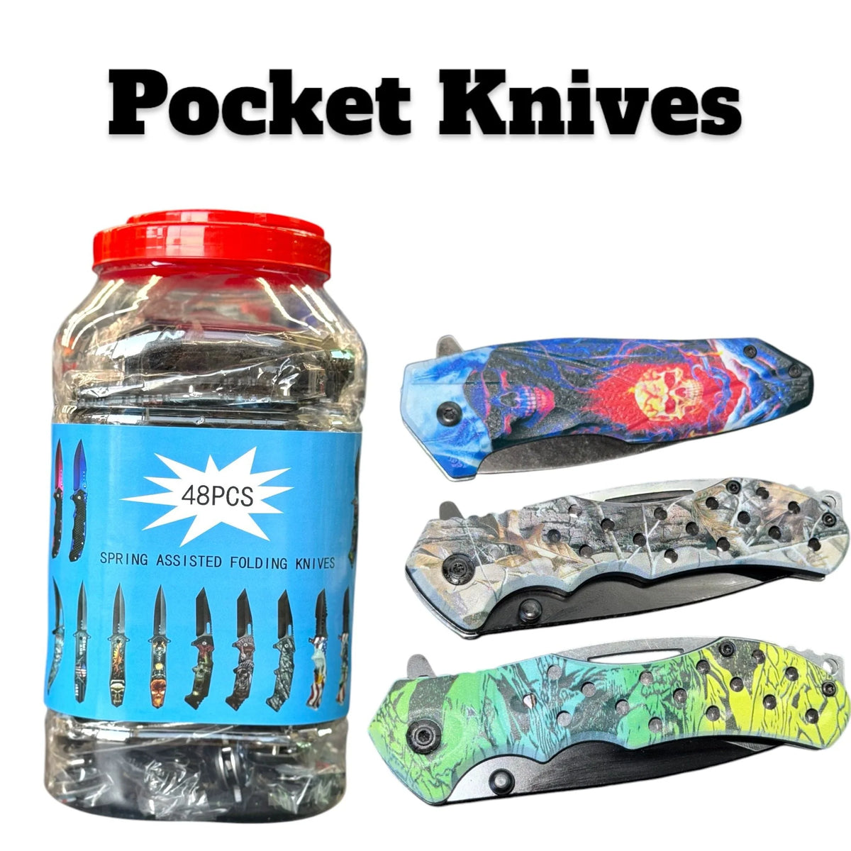 Folding Knives Jar- 48ct - Grocer wholesale