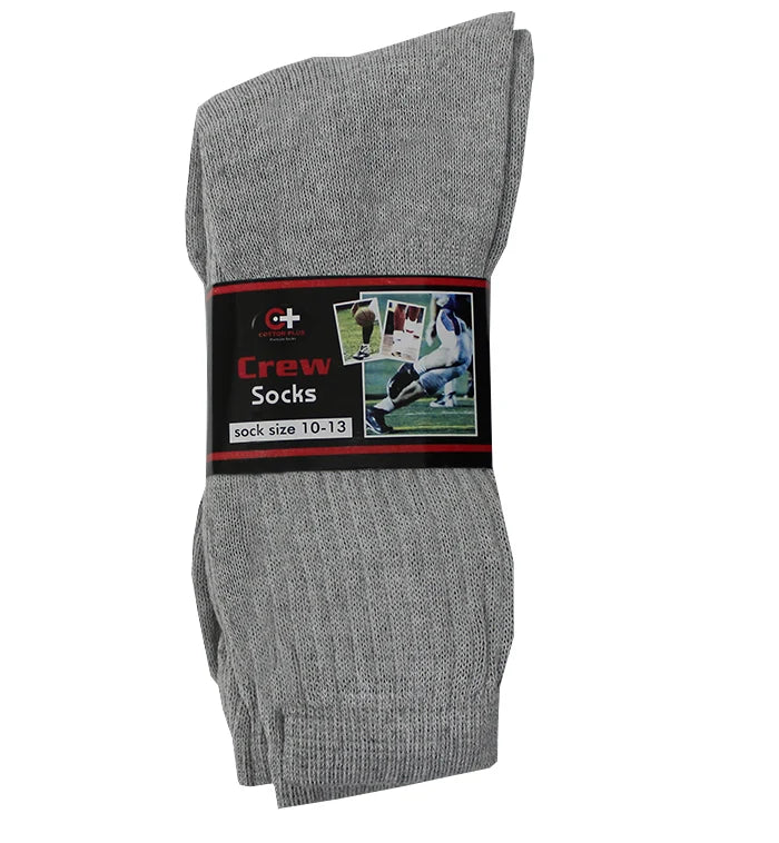 Crew Socks Gray 12 Pairs - Grocer wholesale