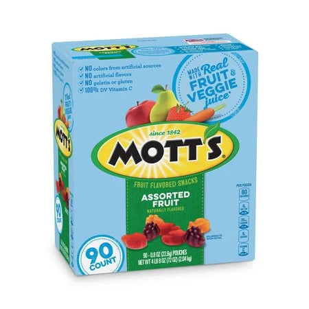 Mott's Assorted Fruit Flavored Snacks, 0.8 oz., 90 pk. - Grocer wholesale