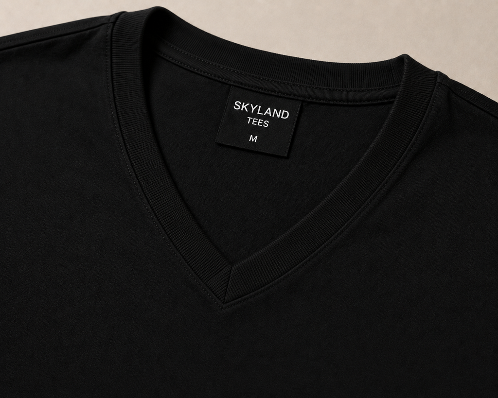 V Neck Black Short Sleeves T-Shirts 2X & Up - 12 PK