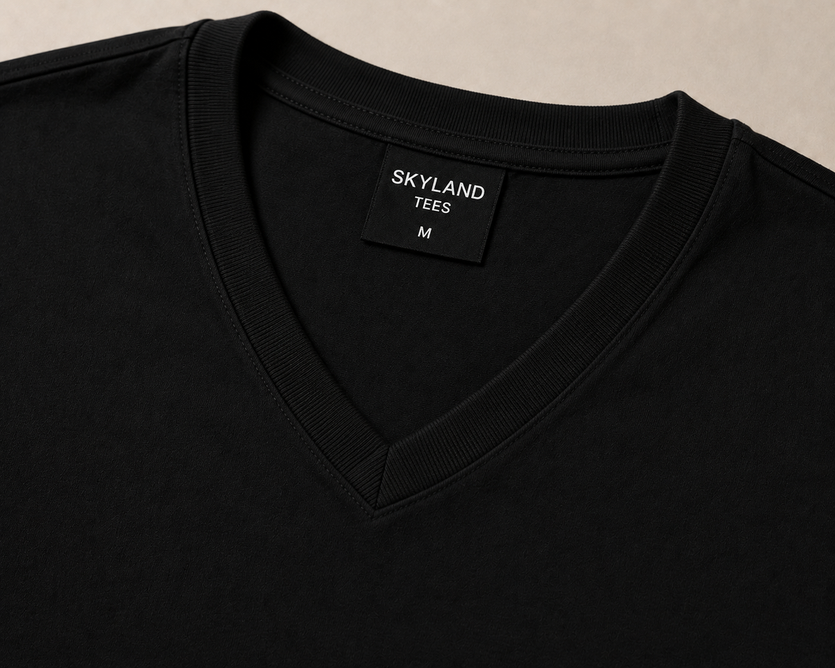 V Neck Black Short Sleeves T-Shirts 2X & Up - 12 PK