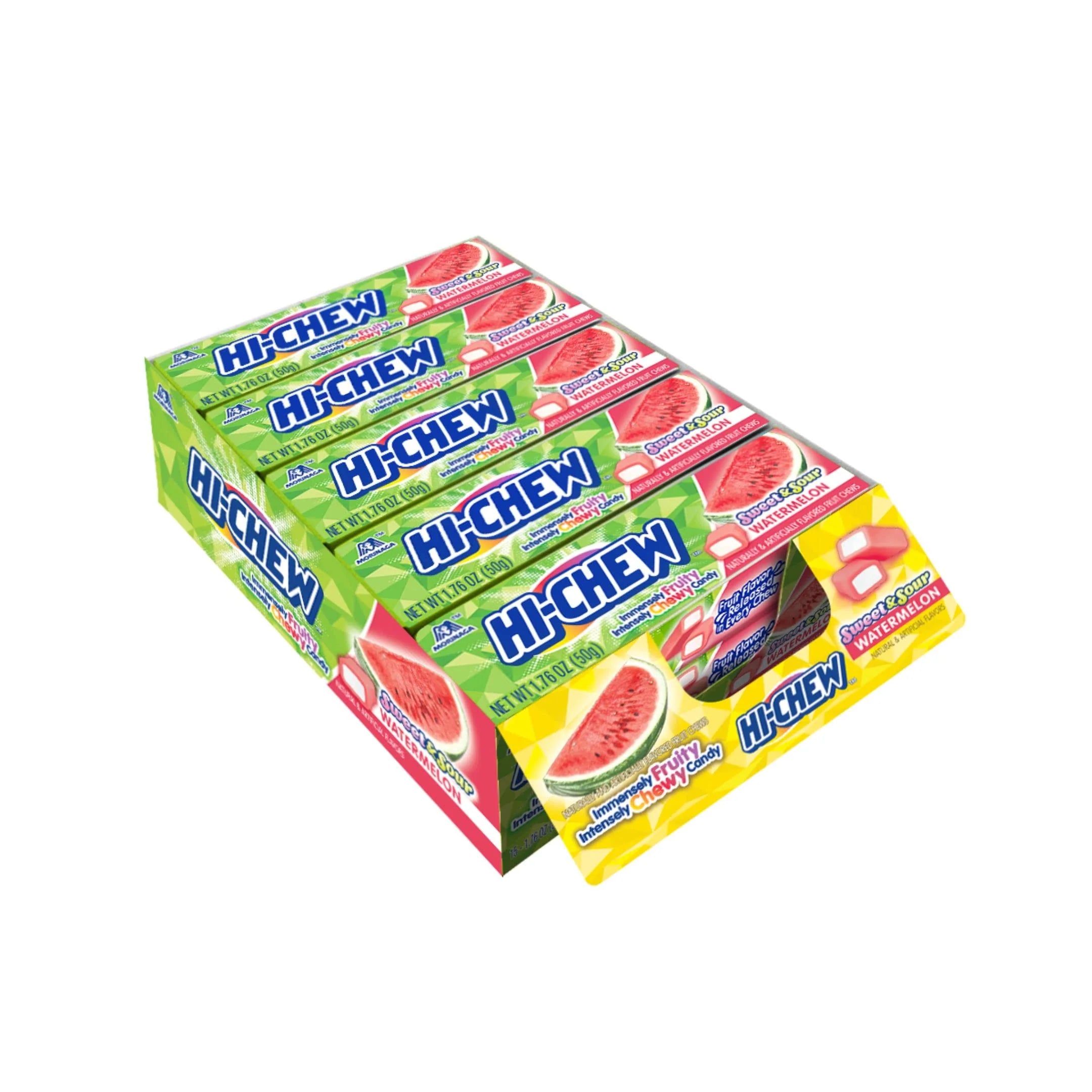 Hi-Chew Sensationally Chewy Fruit Candy Sweet & Sour Watermelon (Pack of 15) - Grocer wholesale