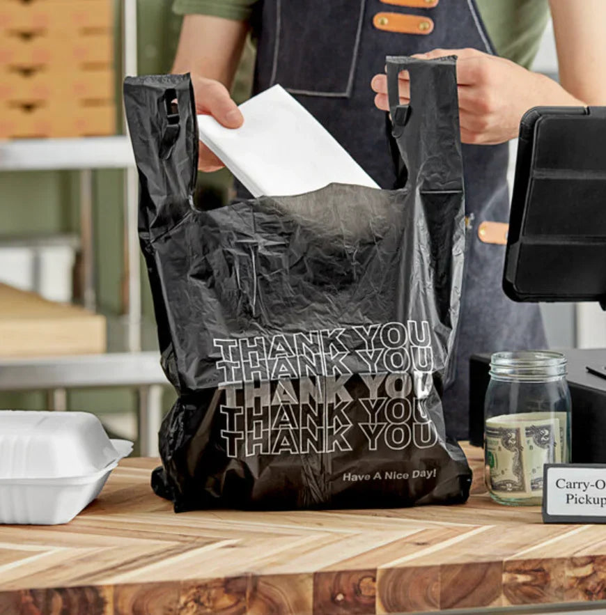Black T-Shirt Carry-Out Bags - 1000 Pack - Grocer wholesale