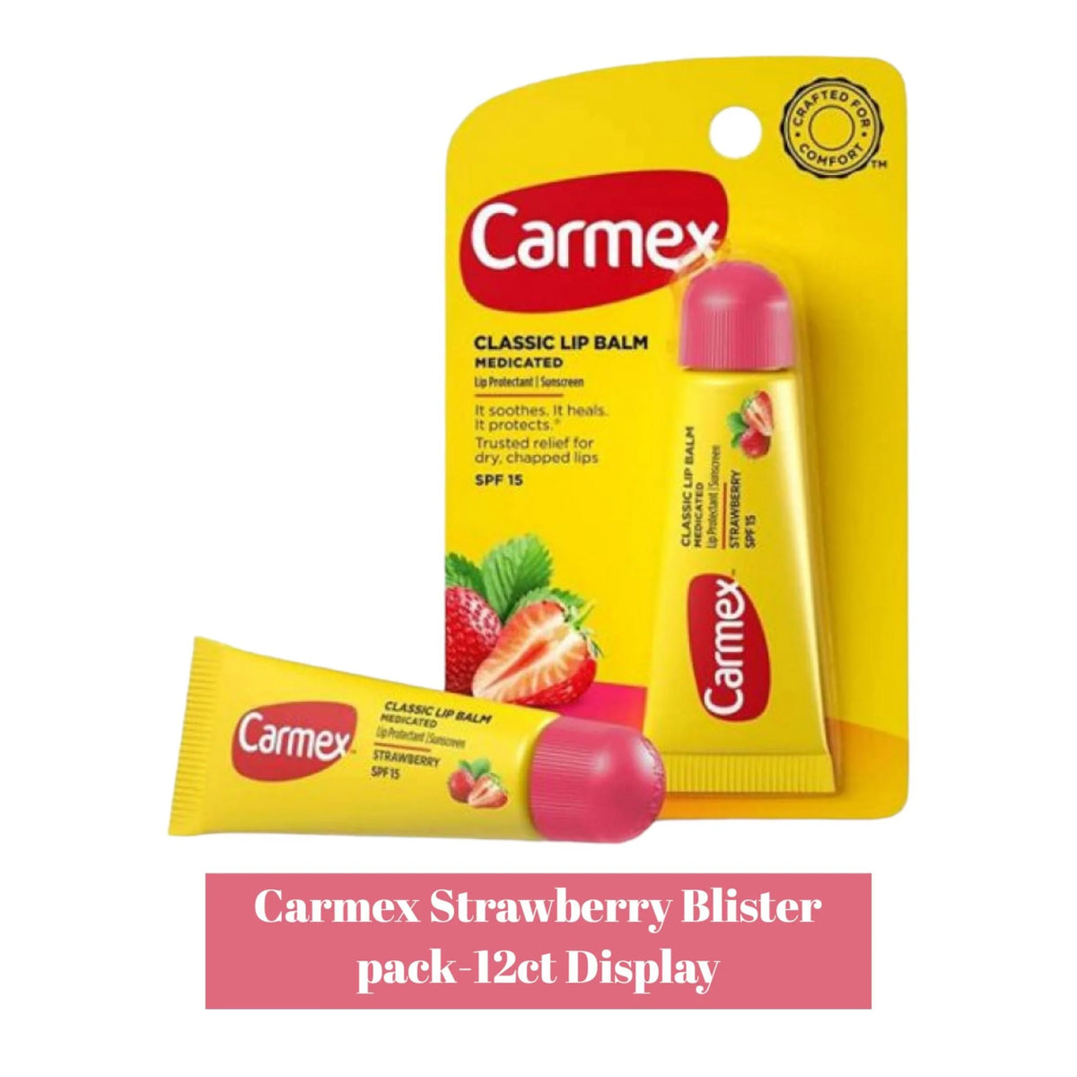 Carmex Lip Balm Tube 1pk Strawberry- 12ct - Grocer wholesale
