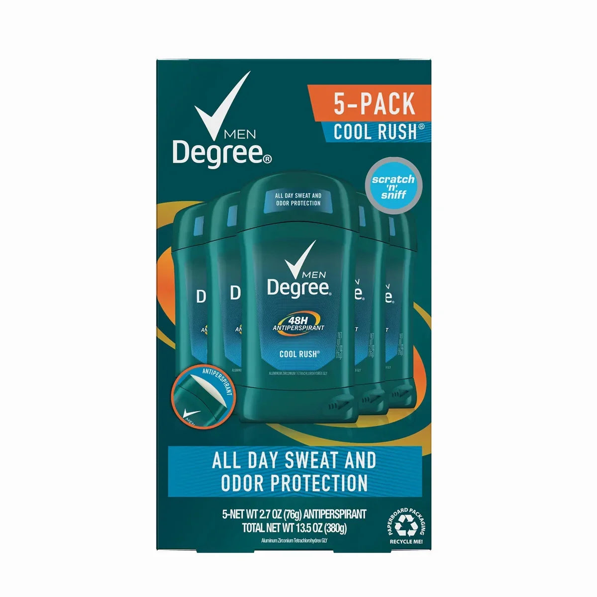 Degree Men Dry Protection Anti-Perspirant, Cool Rush - 2.7oz/5pk - Grocer wholesale