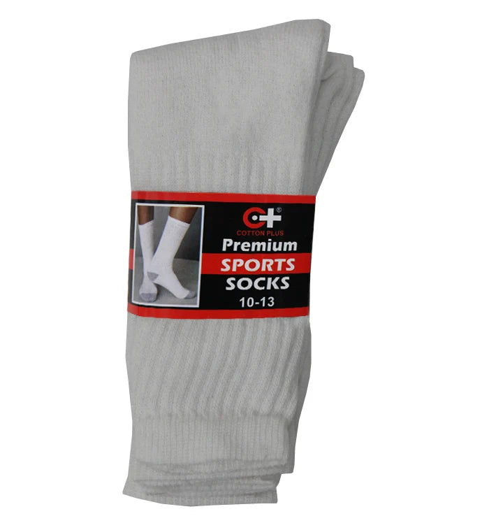 Crew Socks White 12 Pairs - Grocer wholesale
