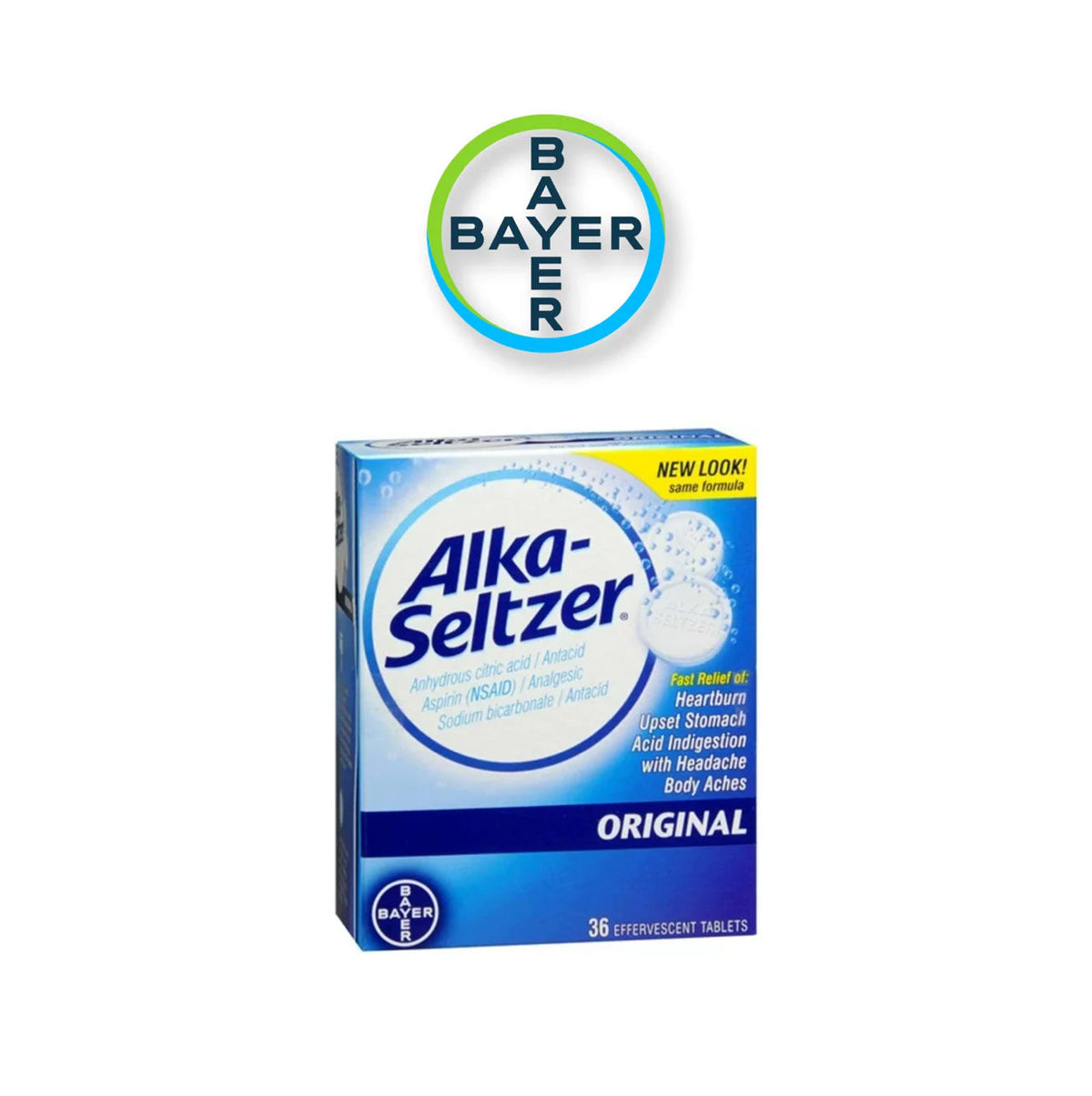 Alka Seltzer Antacid Aspirin Original 2pk- 36ct - Grocer wholesale
