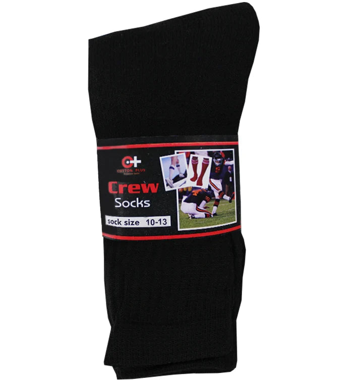 Crew Socks Black 12 Pairs - Grocer wholesale