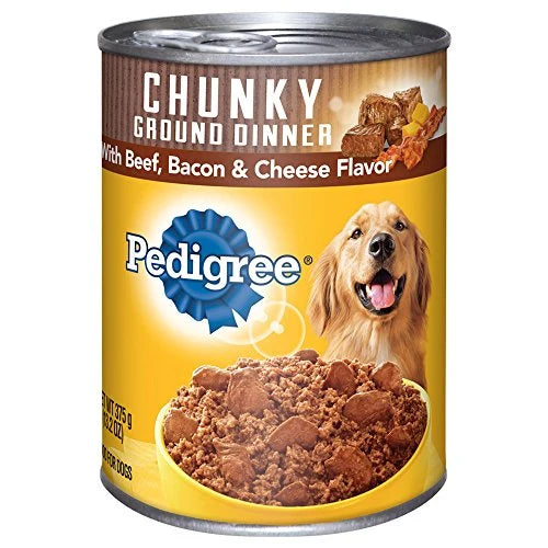 Pedigree Chunky Beef, Bacon & Cheese Wet Dog Food 13.2 oz | Wholesale Case of 12 - Grocer wholesale