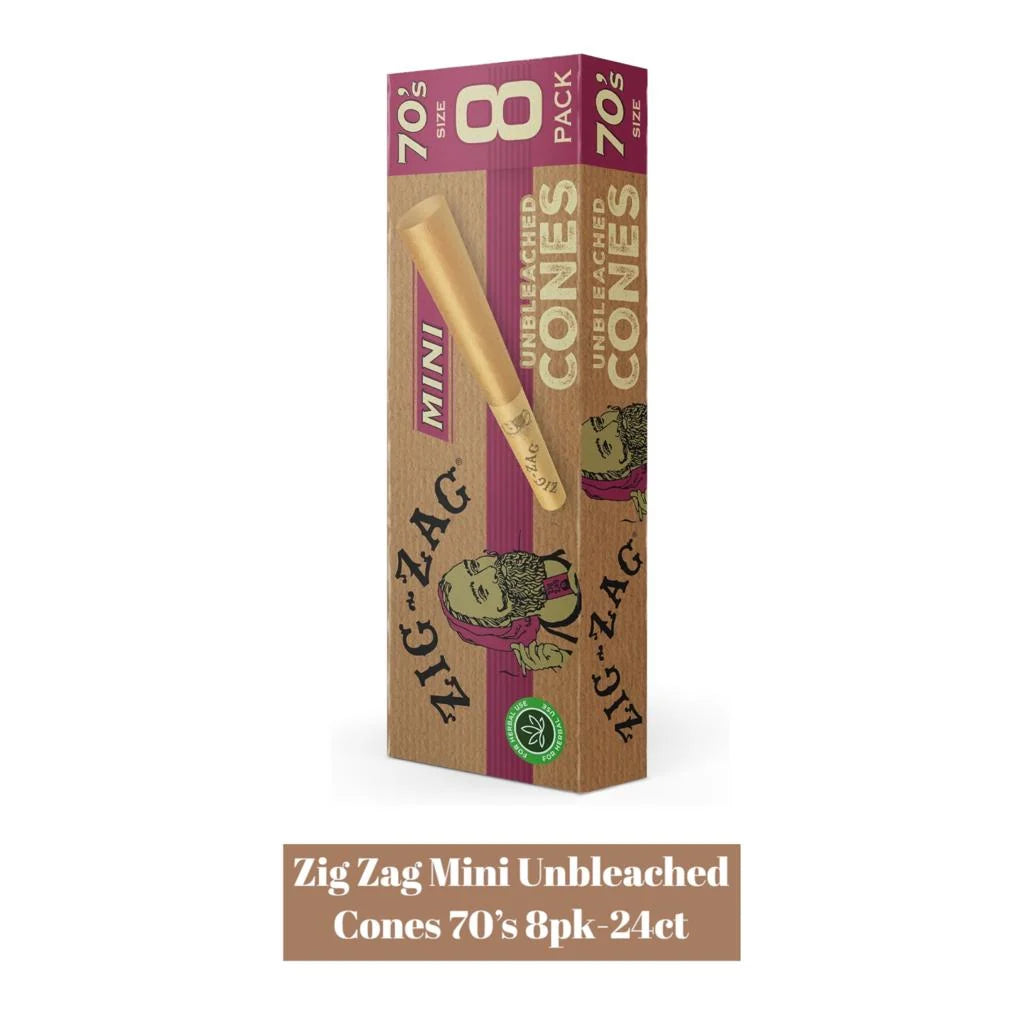 Zig Zag- Unbleached Cone Mini Size 70's - 8pack - Grocer wholesale