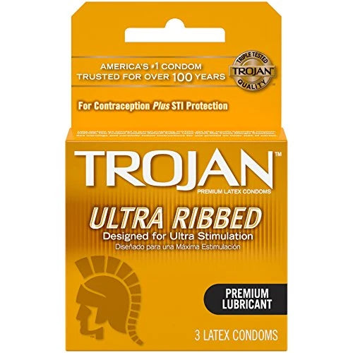 TROJAN Condom Ribbed 3s 6 Per Package - Grocer wholesale