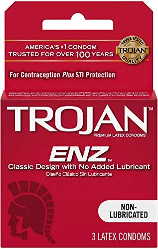 Trojan ENZ Lubricated Latex Condoms 3-Pack, 6 Per Box | Wholesale Case of 8 - Grocer wholesale