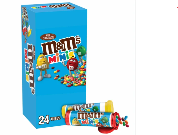 M&M’s Minis Milk Chocolate Candy –1. 08 oz Tubes (24‑count) - Grocer wholesale