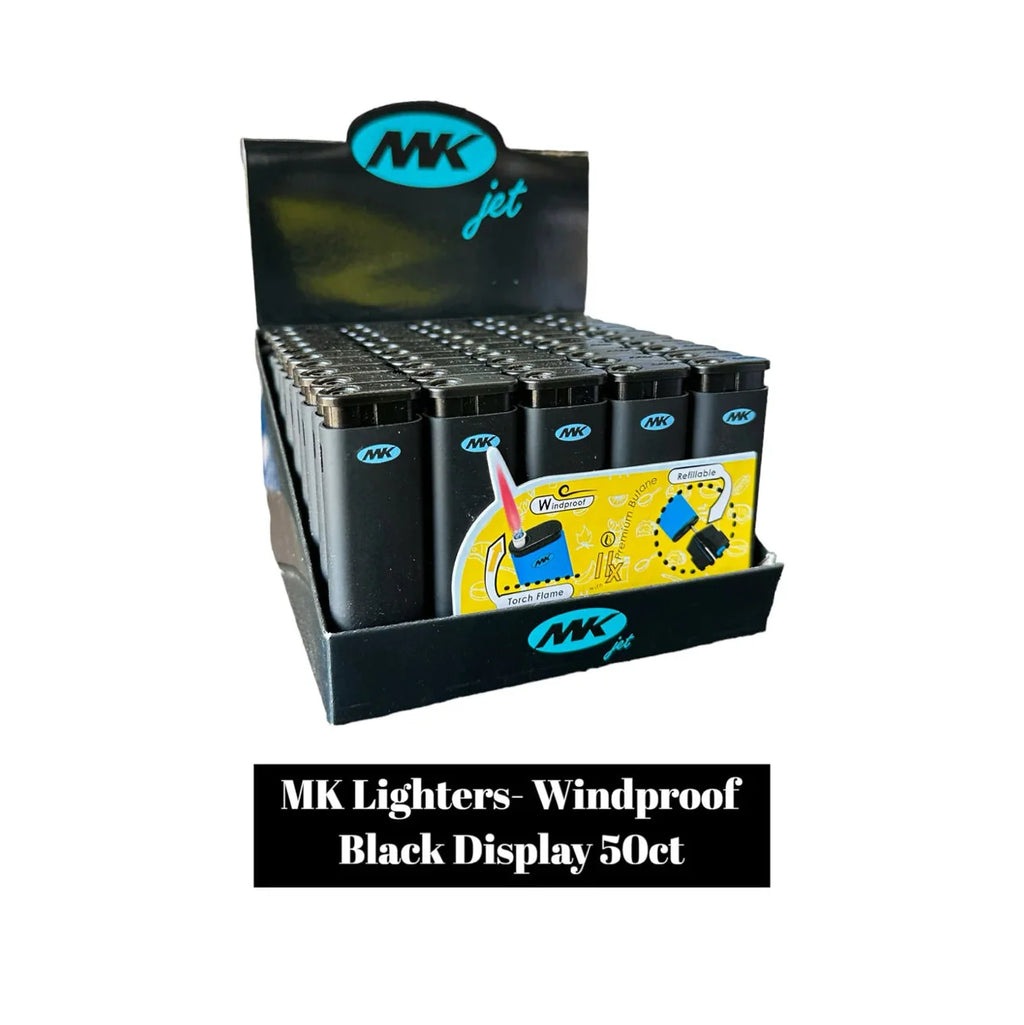 The MK Jet Lighter Windproof Black edition 50ct - Grocer wholesale