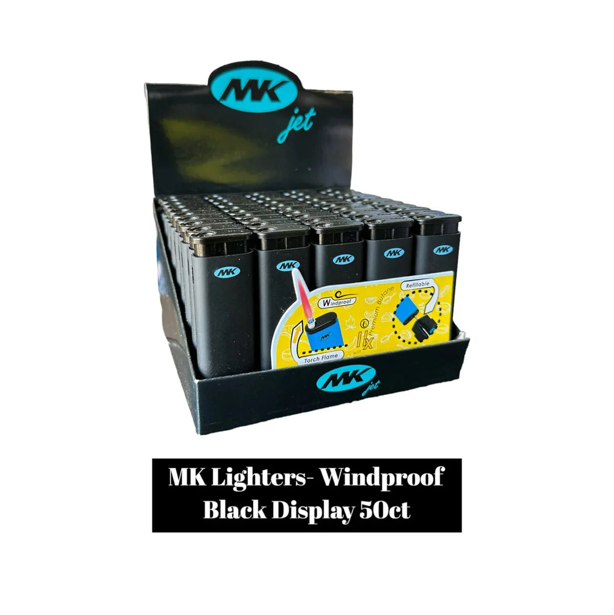 The MK Jet Lighter Windproof Black edition 50ct - Grocer wholesale
