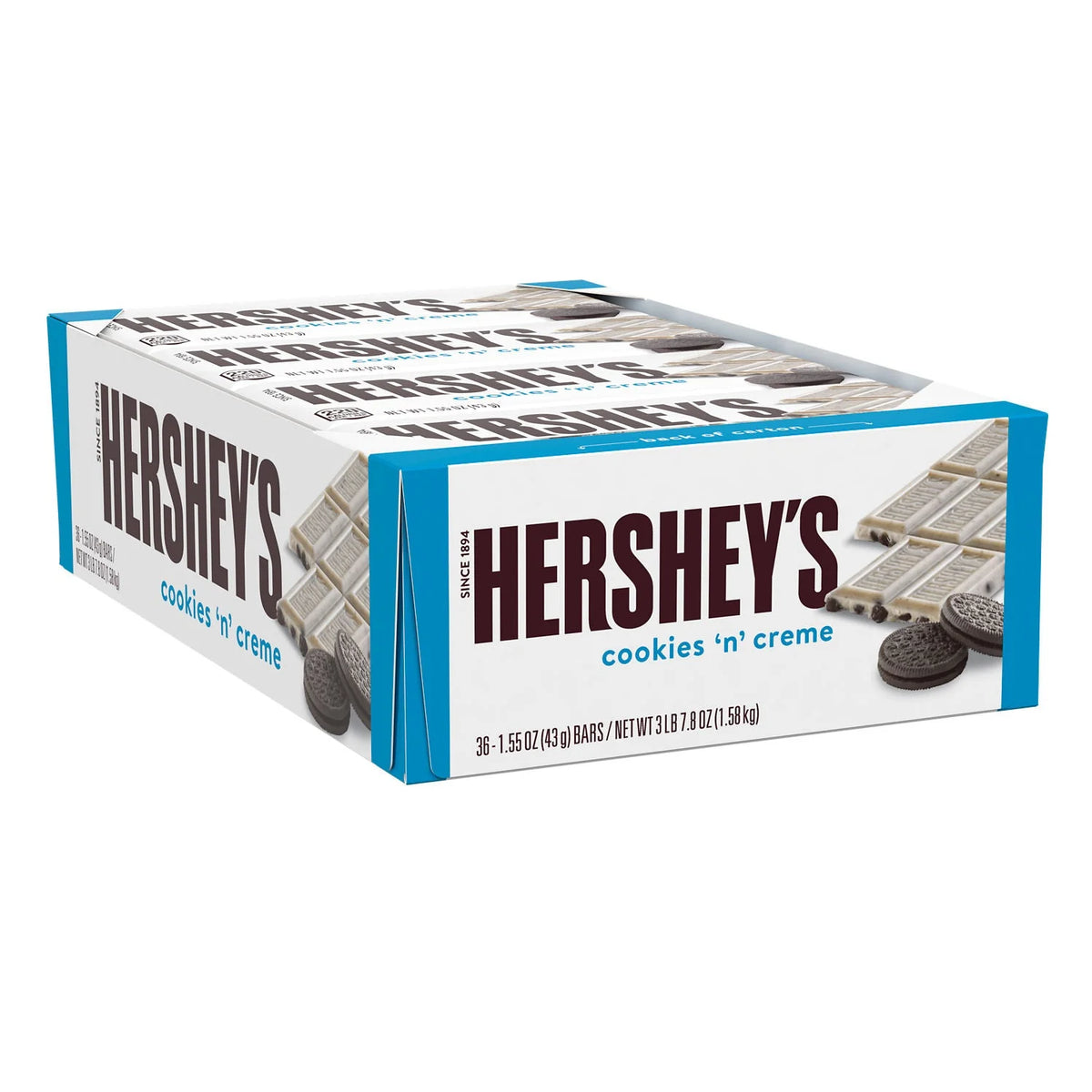 HERSHEY'S Cookies 'n' Creme Candy Bar, 1.55 Oz, 36 Count - Grocer wholesale