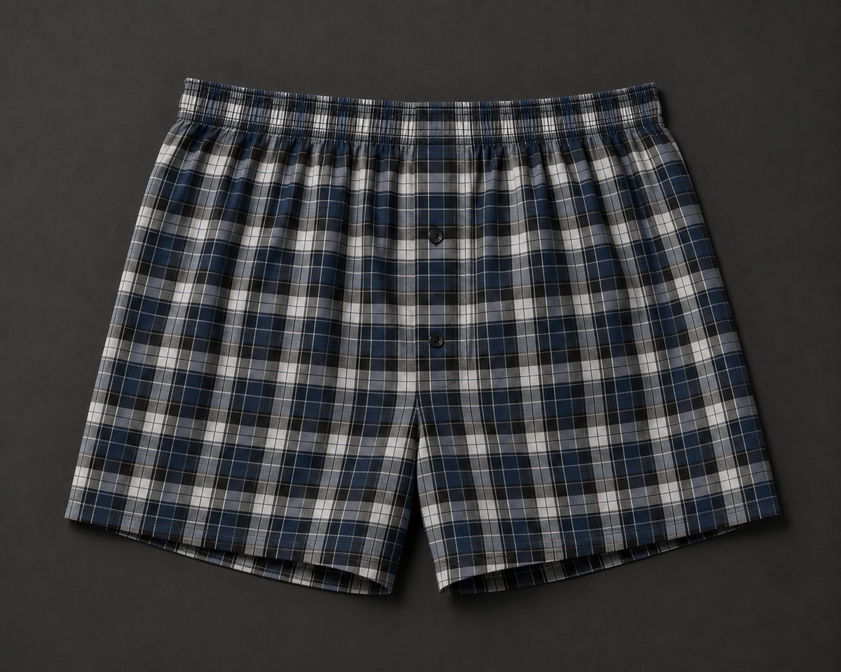 Boxers — Woven Cotton Blend Plaid Boxer Shorts (Wholesale & Bulk)