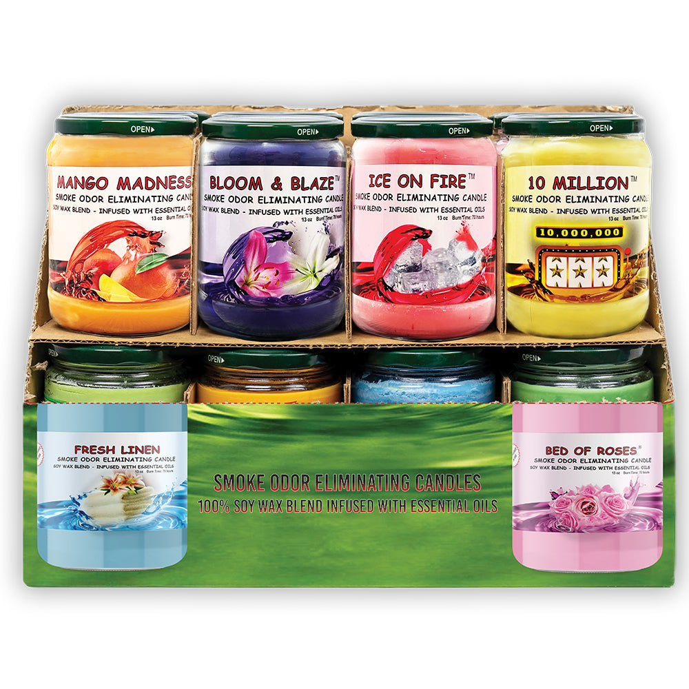 Blunteffects® Odor Eliminating Candles Display - 24 COUNT