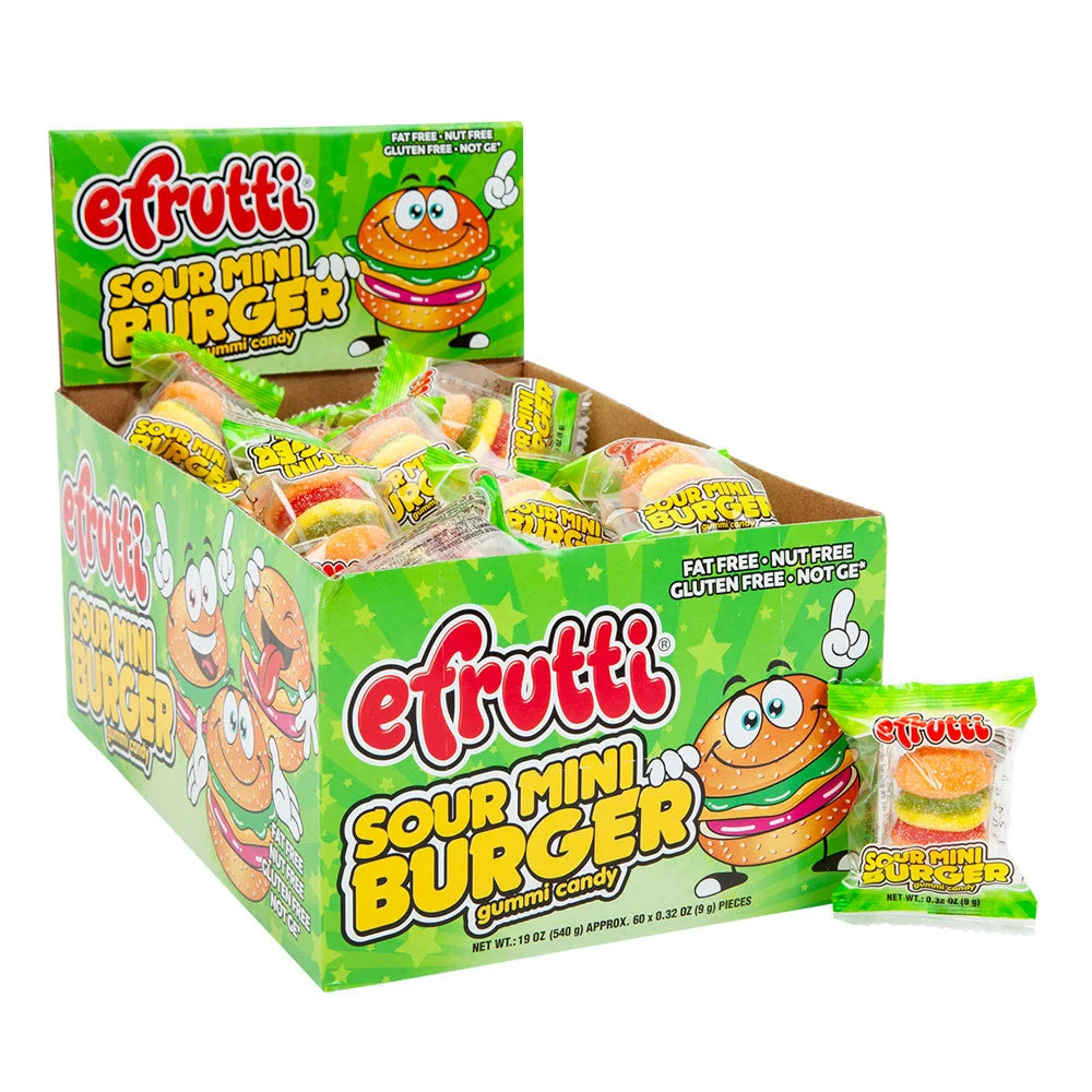 EFruitti SOUR MINI BURGER GUMMIES 8/60 COUNT - Grocer wholesale