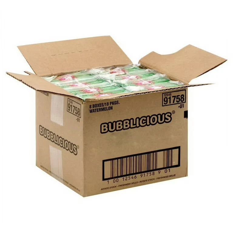 Bubblicious Watermelon Bubble Gum — Wholesale Master Case, 8 Boxes × 18 Packs (144 Packs / 720 Pieces) - Grocer wholesale