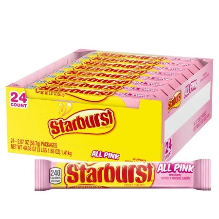 Starburst All Pink Fruit Chews Candy 49.68 Oz 24 Count - Grocer wholesale
