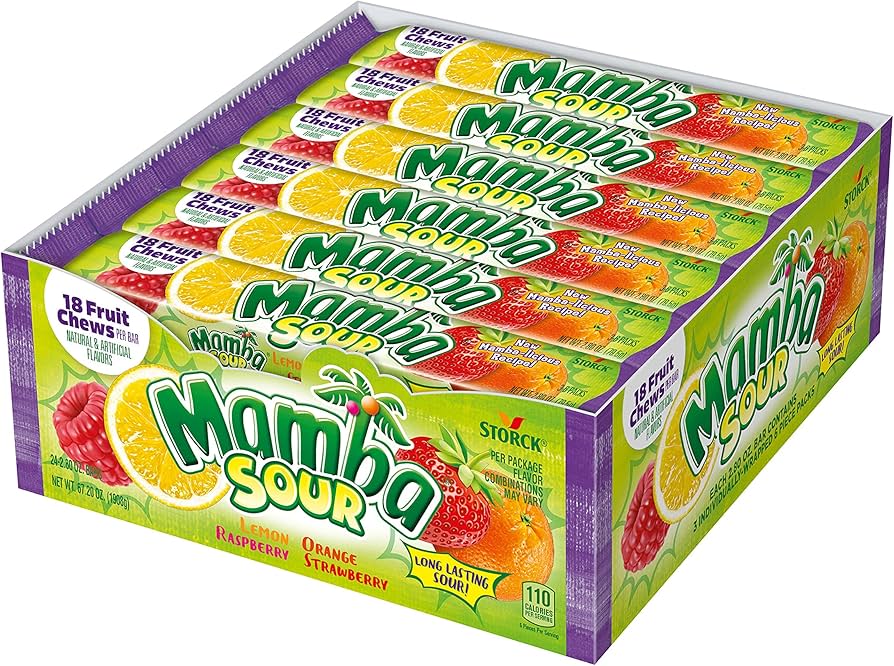 Mamba Sour Fruit Chews 18 Pieces Pack of 24 - Grocer wholesale