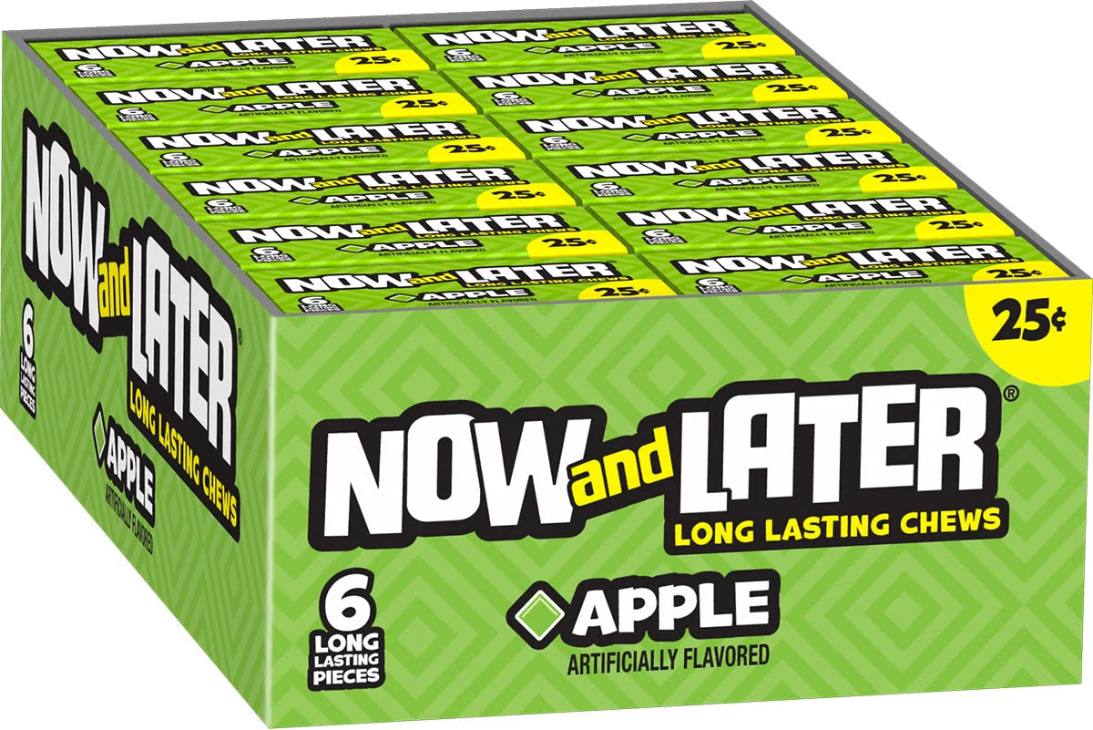 Now and Later Original Apple Taffy Chewy Candy 0.93oz (Box of 24) - Grocer wholesale