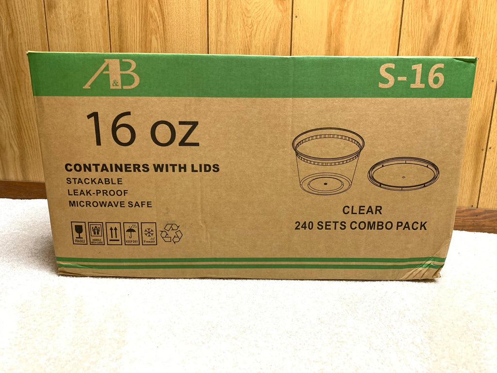 A&B 16oz containers with lids 240 combo pack - Grocer wholesale