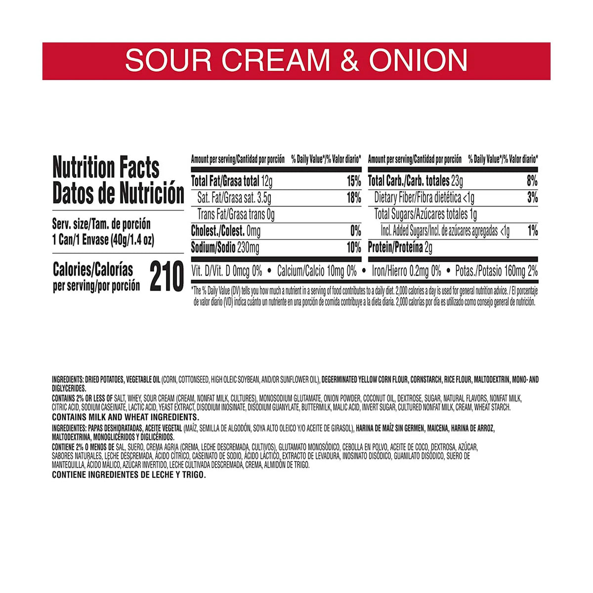 Pringles Sour Cream and Onion Potato Crisps Chips ( 1.4 Ounce, 12 Count ) - Grocer wholesale