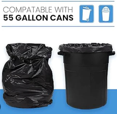 100ct-Large 55-60 Gallon Heavy Duty Trash Can Bags - Grocer wholesale