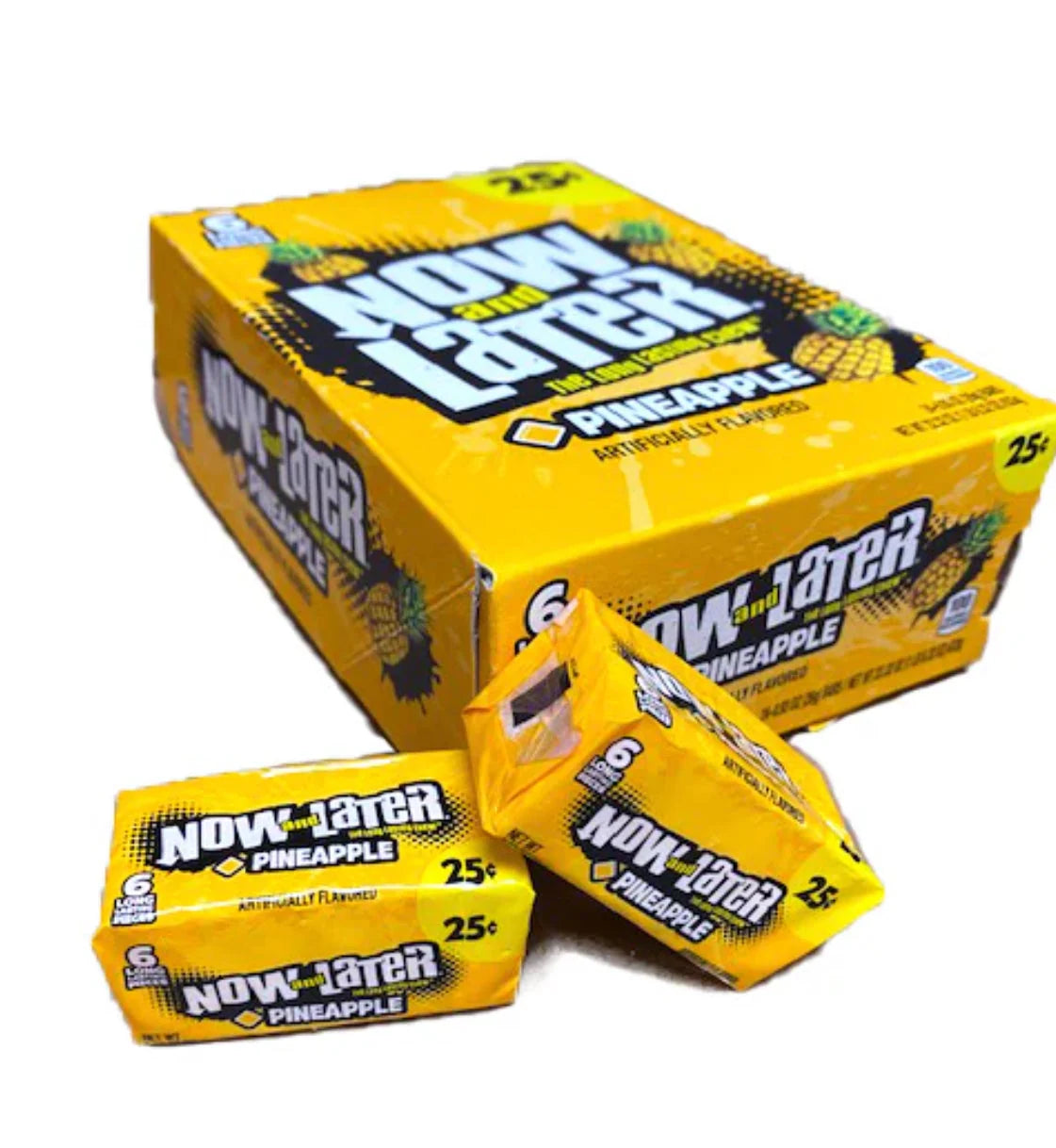 Now and Later Original Pineapple Chews Candy 0.93oz (Box of 24) - Grocer wholesale
