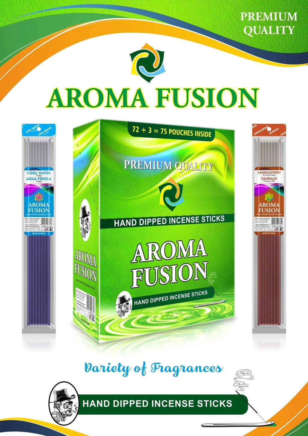 Aroma Fusion Incense 75pk of 3ct - Grocer wholesale