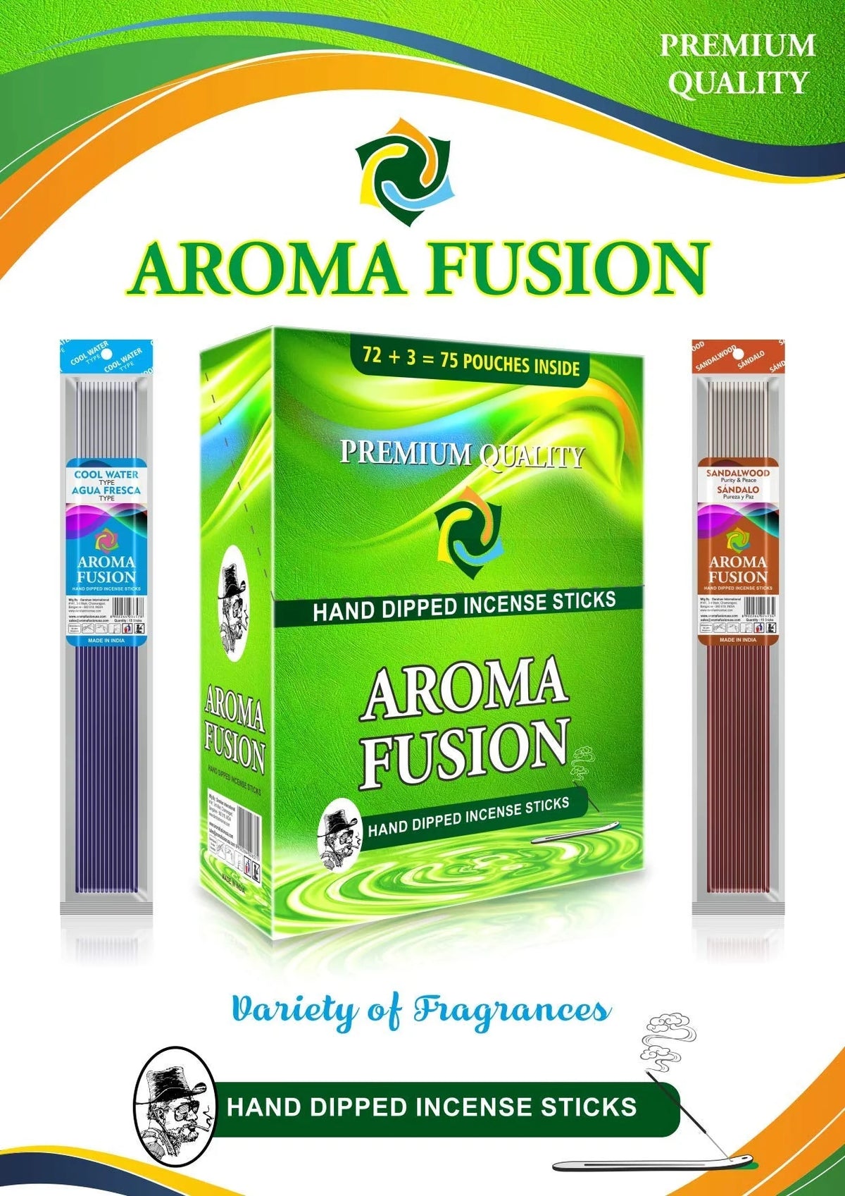 Aroma Fusion Incense 75pk of 3ct - Grocer wholesale