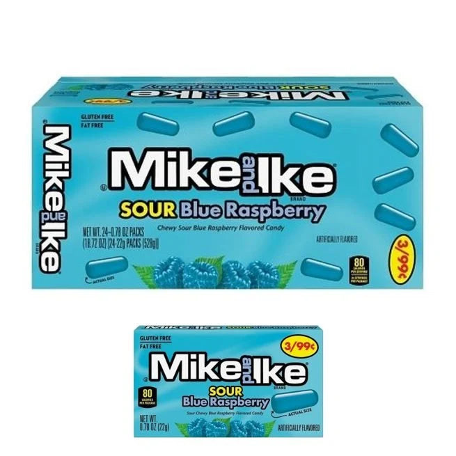 Mike & Ike Sour Blue Raspberry 0.78 Oz - 24 Ct - Grocer wholesale
