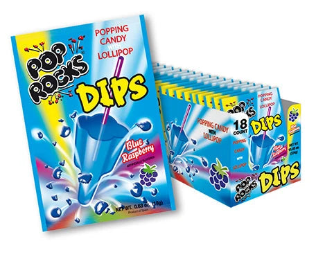 Pop Rocks Dip Blue Raspberry .63 oz (18 Packs Per Box) - Grocer wholesale