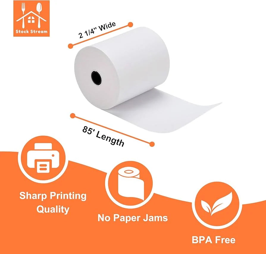 Thermal Receipt Paper Rolls 2-1/4" x 80 ft | Wholesale Case of 50 - Grocer wholesale