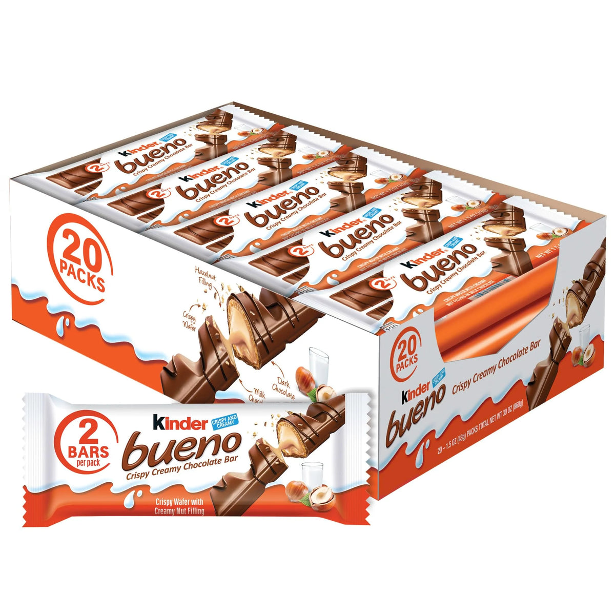Kinder Bueno Crispy Creme Chcoolate Bar 30-1.5oz - Grocer wholesale